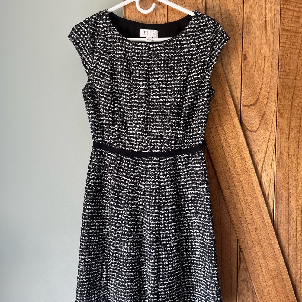 Elle Black and White A-Line Midi Dress